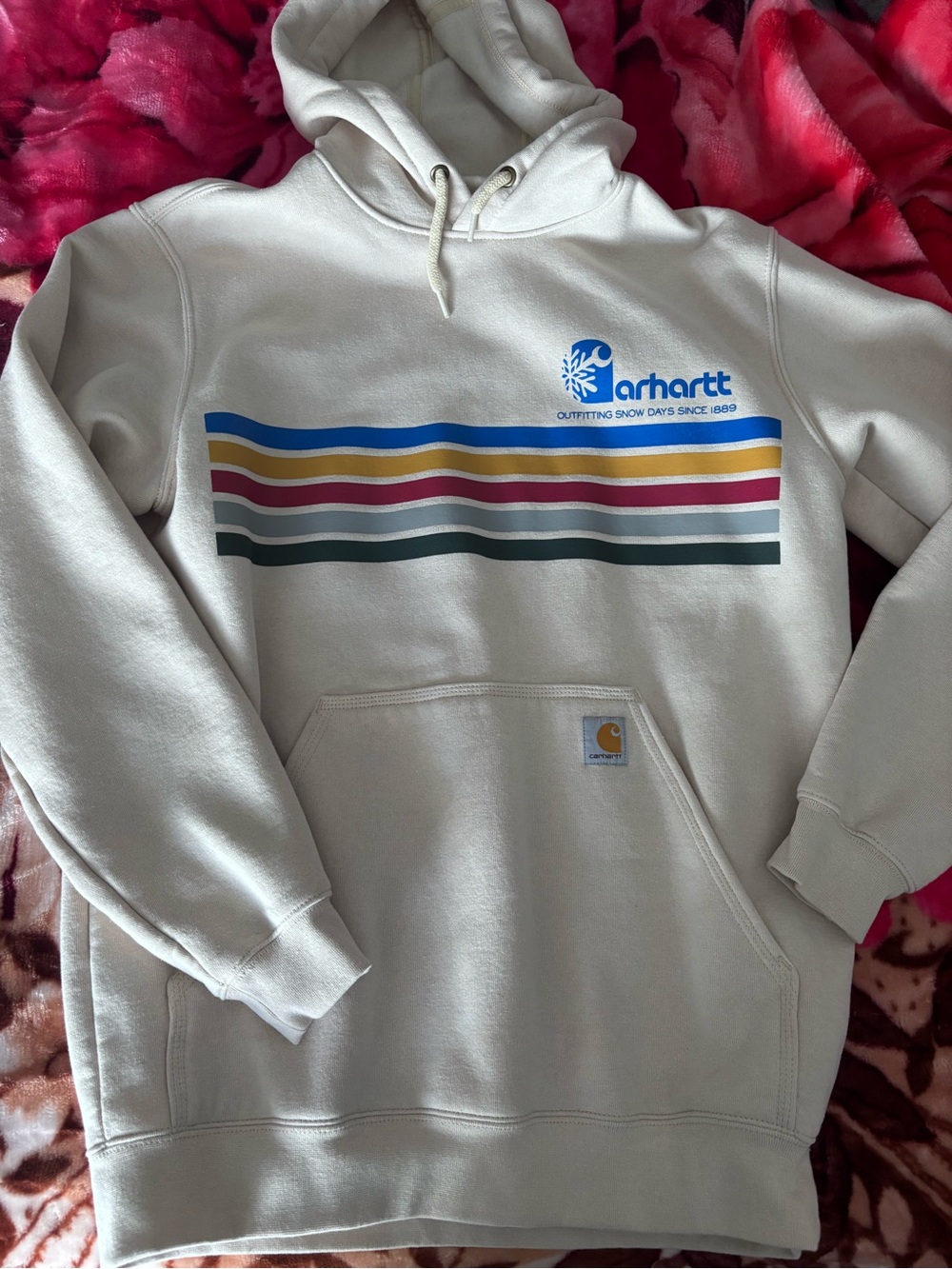 Carhartt Cream Hoodie with stripes
